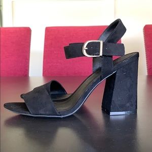 Black suede chunky heels